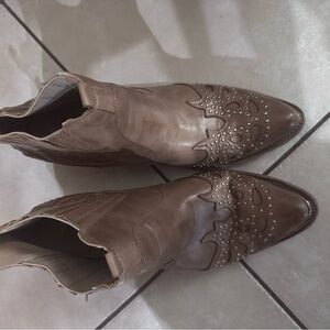 Women's Brown Leather Studded Boots